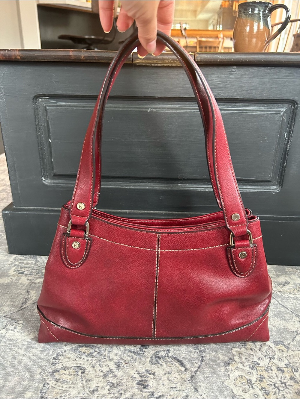 Vintage Liz Claiborne Red Leather Shoulder Bag
